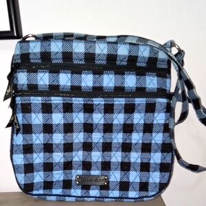 Vera Bradley Blue and Black Checkered Crossbody Bag Hipster